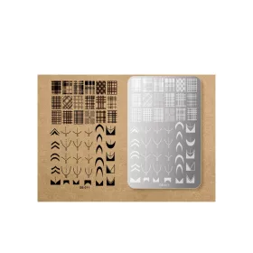   Placă pentru stampilare unghii 9,5x14,5cm GB-011 Carouri franceze
