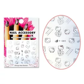 Autocolant cu efect acrilic  Y-065 Hello Kitty argintiu