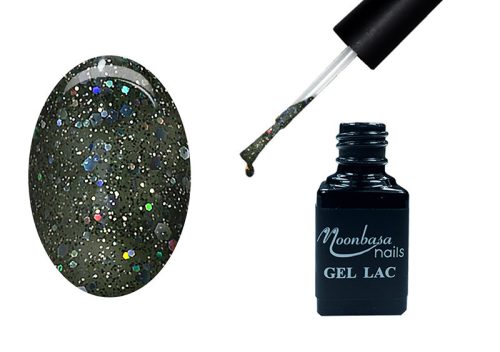 Gel lac One Step 5ml #261 Verde intens cu glitter curcubeu  