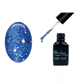   Lac de unghii gel One Step 5ml #262 Albastru inchis cu sclipici curcubeu