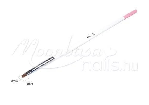 Pensulă plată pentru gel  Z021-2 Alb cu vârf roz
