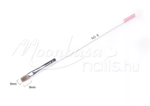 Pensulă plată pentru gel  Z021-8 Alb cu vârf roz