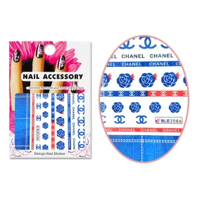 Autocolant cu efect acrilic  BLE-2086 Logo Chanel din denim