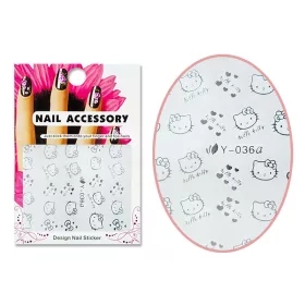 Autocolant cu efect acrilic  Y036-S Hello Kitty argintiu