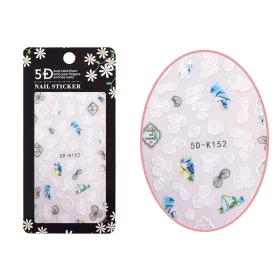   Autocolante autoadezive pentru unghii  5D-K152 Modele albe si albastre