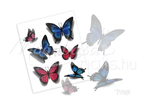 Autocolant tatuaj  RH-001 Fluture albastru si rosu